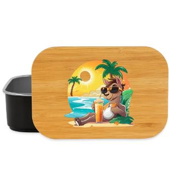 Lama de plage avec des lunettes de soleil - Boîte à goûter - noir - Devant