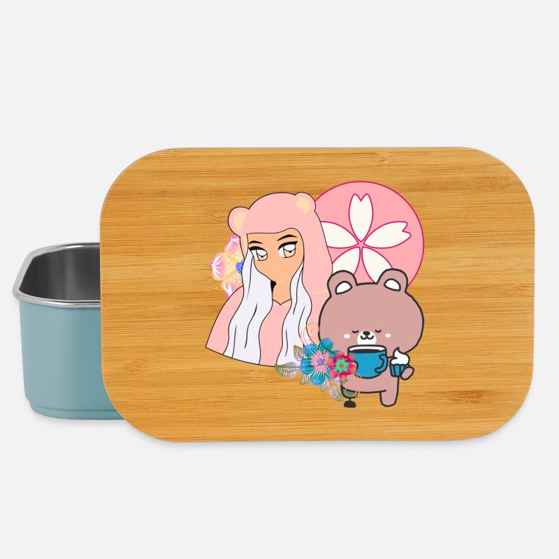 Kawaii Bear & Heure du thé inclusif - Boîte à goûter - bleu pâle