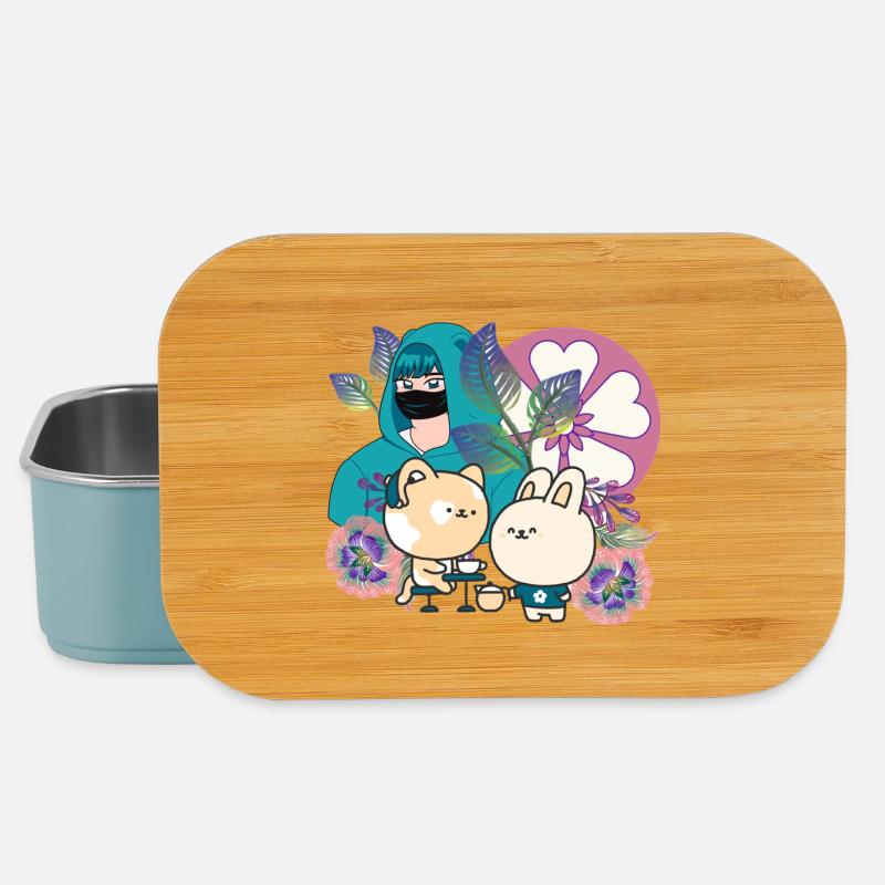 Groupe d’anime dans Mask with Cochlear Implant Art - Boîte à goûter - bleu pâle