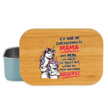 Durchgeknallte Mama Unicorn Spruch - Lunch Box - Hellblau - Vorne