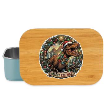 Rex-Mas Dino dans une couronne de lumières - Boîte à goûter - bleu pâle - Devant
