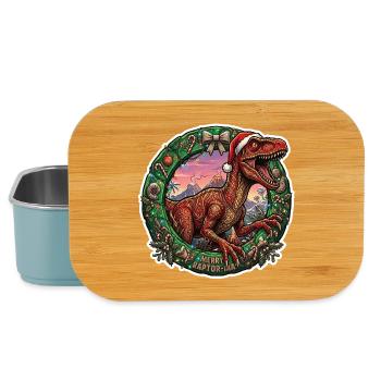 Raptor Christmas Wreath Dino-Festive - Lunch Box - light blue - Front