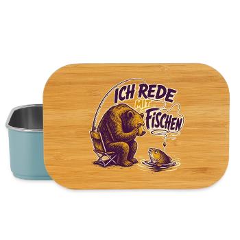 Ich rede mit Fischen – Angler Bär - Lunch Box - Hellblau - Vorne