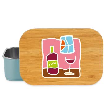 Minimalistischer Rotwein – Flasche und Glas - Lunch Box - Hellblau - Vorne