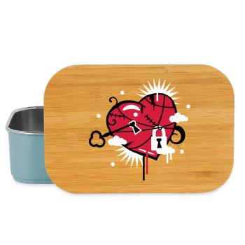 laced & repaired heart with keyhole - Lunch Box - light blue - Front