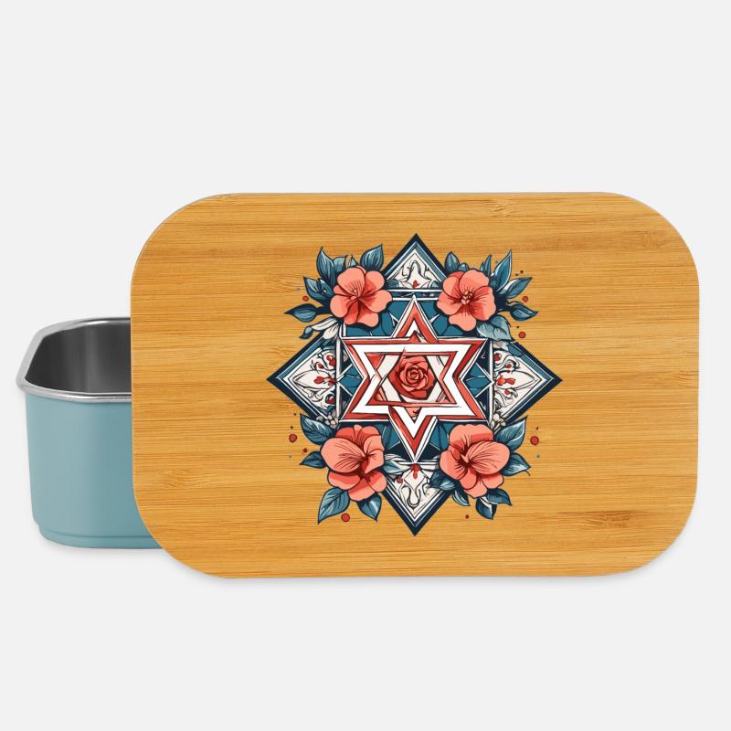 Jüdischer Stern mit Blumen - Lunch Box - Hellblau
