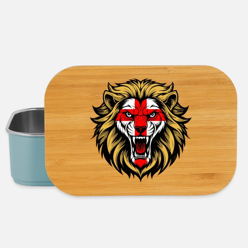 Angleterre George Croix Drapeau Féroce Lion Face Design - Boîte à goûter - bleu pâle