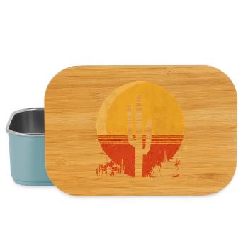 Saguaro Cactus – Motif rétro du soleil du désert - Boîte à goûter - bleu pâle - Devant