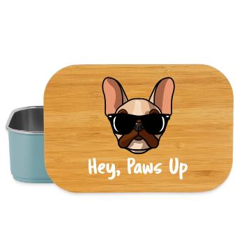 Cool French Bulldog Hey Paws Up Sunglasses Art - Lunch Box - light blue - Front