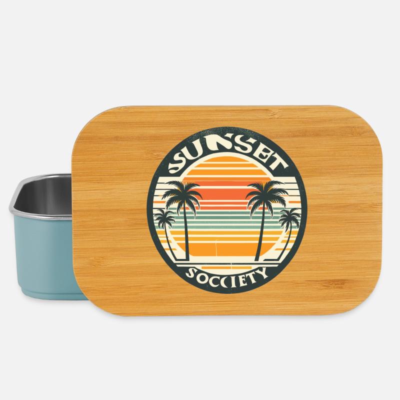 Sunset with palm trees - Lunch Box - light blue