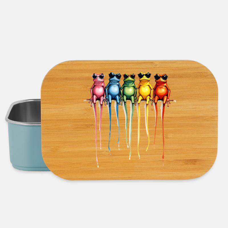 Coole Regenbogen-Frösche - Lunch Box - Hellblau