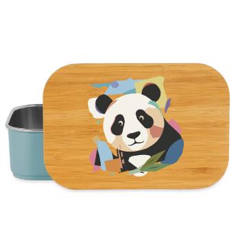 Fröhlicher Panda in moderner Collage-Optik - Lunch Box - Hellblau - Vorne
