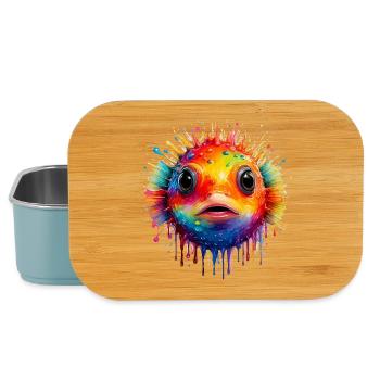 Farbexplosion Pufferfisch Kunstdruck - Lunch Box - Hellblau - Vorne