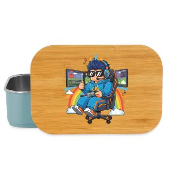 Cool streamer playing games - Lunch Box - light blue - Front