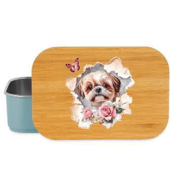 Shih Tzu mit Schmetterling - Lunch Box - Hellblau - Vorne
