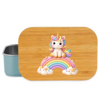 Unicorn rainbow motif in marzipan look - Lunch Box - light blue - Front