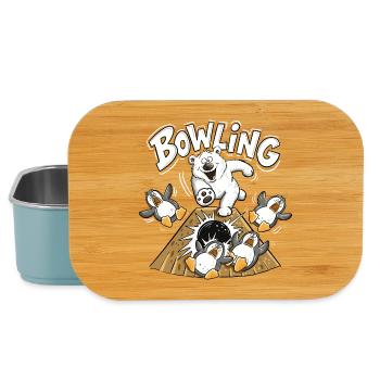 Bowling Eisbär Pinguine Tierhumor Cartoon Kegeln - Lunch Box - Hellblau - Vorne