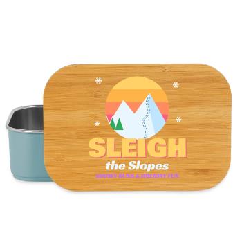 Sleigh the Slopes Retro Weihnachtsskifahrer - Lunch Box - Hellblau - Vorne