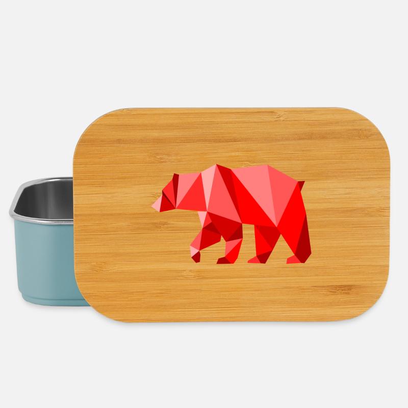 Red Lowpoly Bear - Lunch Box - light blue