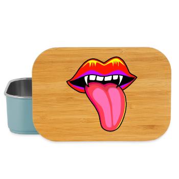 Bouche avec des dents de vampire - Boîte à goûter - bleu pâle - Devant