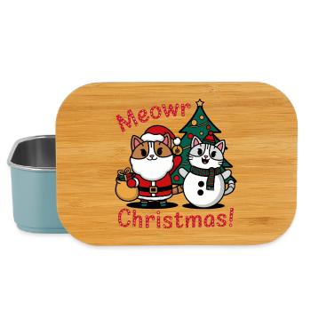Conception de Noël de chat festif et de bonhomme de neige - Boîte à goûter - bleu pâle - Devant