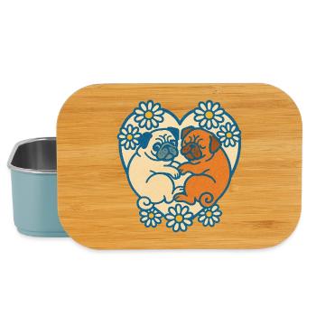Motif cœur de couple de carlins ludiques - Boîte à goûter - bleu pâle - Devant