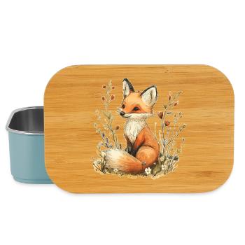 Fox with flowers - Lunch Box - light blue - Front