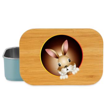 Curious rabbit looks out of the rabbit hole - Lunch Box - light blue - Front