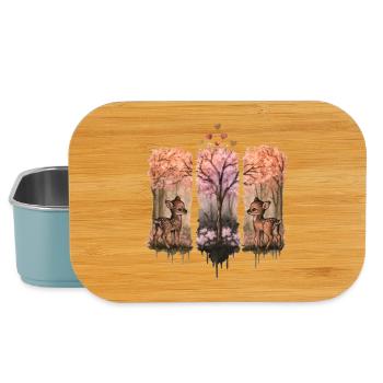 Rehkitz Aquarell Wald Herz Naturgeschenk - Lunch Box - Hellblau - Vorne