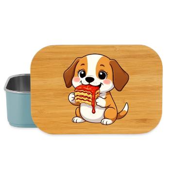 Süßer Beagle Lasagne Italienisches Essen Cartoon - Lunch Box - Hellblau - Vorne