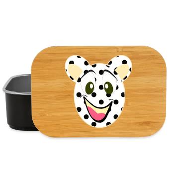 Bear Laughing Face with Dots - Lunch Box - black - Front