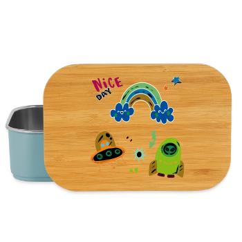 Rainbow and UFO - Lunch Box - light blue - Front