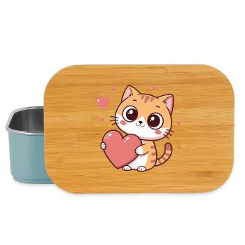 Chat cœur kawaii amoureuse - Boîte à goûter - bleu pâle - Devant