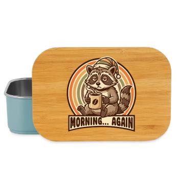 Morning grouch raccoon with coffee - Lunch Box - light blue - Front