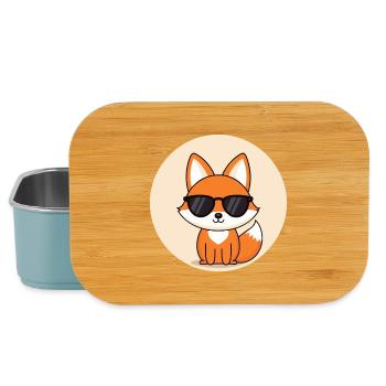 Fox badge in black glasses - Lunch Box - light blue - Front