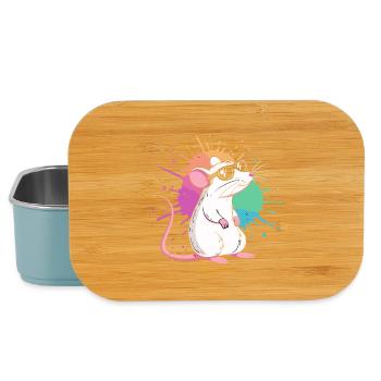 Elegante Ratte unter farbigen Splittern - Lunch Box - Hellblau - Vorne