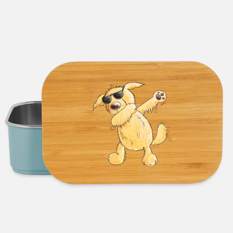 Funny Dab Dance Golden Retriever I Dog Comic - Lunch Box - light blue