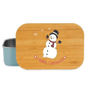 Bonhomme de neige joyeux avec écharpe - Boîte à goûter - bleu pâle - Devant