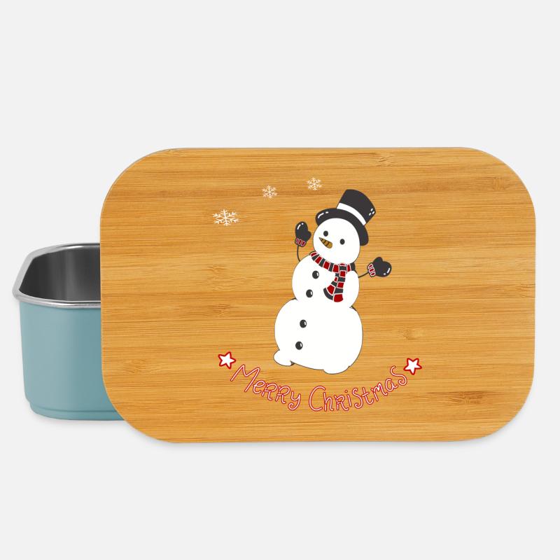 Cheerful snowman with scarf - Lunch Box - light blue