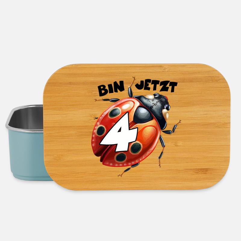 Marienkäfer bin jetzt 4 Jahre Geschenk - Lunch Box - Hellblau