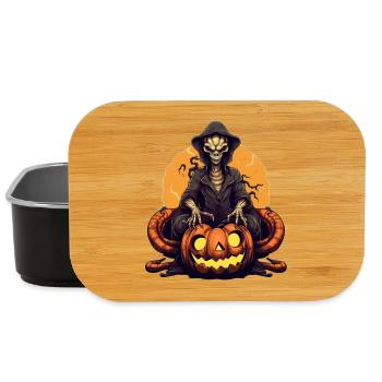 Creepy pumpkin villain with skeleton hero - Lunch Box - black - Front