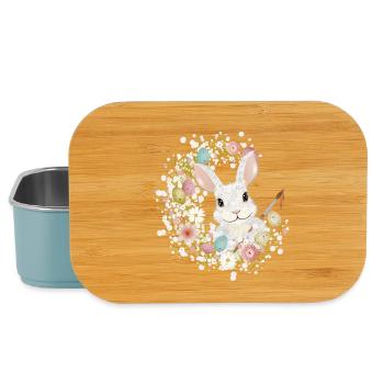 White Rabbit with Easter Eggs & Brush for Easter - Lunch Box - light blue - Front