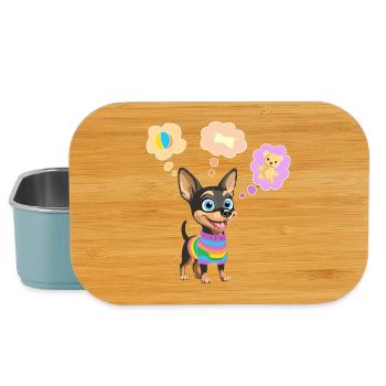 Chien mignon en pull arc-en-ciel pour enfant - Boîte à goûter - bleu pâle - Devant