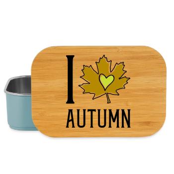Herz im Herbstblatt - Lunch Box - Hellblau - Vorne