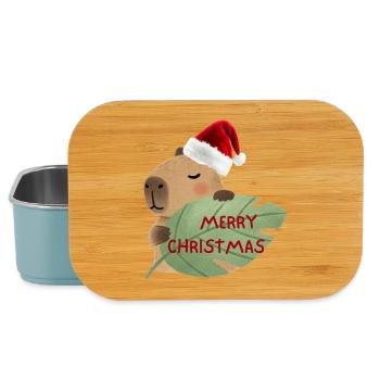 Weihnachtsbär mit Blattgruß - Lunch Box - Hellblau - Vorne
