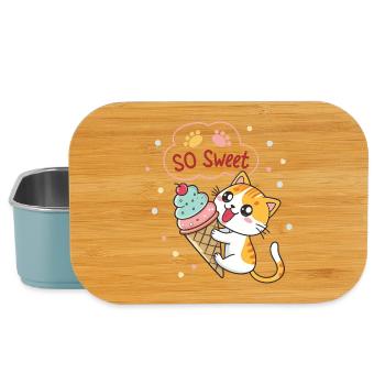 Chat gourmand avec glace pastel - Lunch Box - light blue - Front