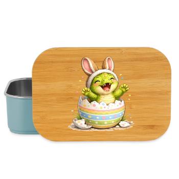 Bébé dinosaure avec des oreilles de lapin dans l’œuf de Pâques - Boîte à goûter - bleu pâle - Devant