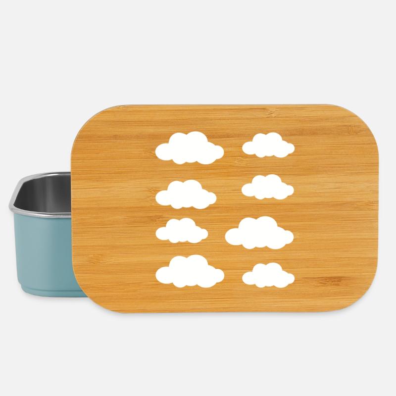 White clouds - Lunch Box - light blue
