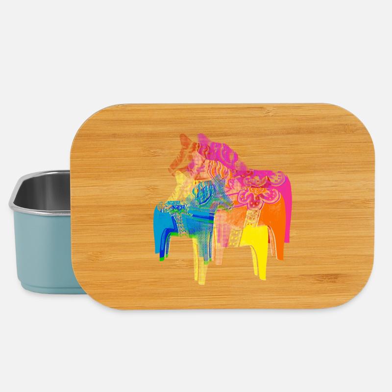 Pop Art Dala Pferde -Weihnachts Pulli Skandi Style - Lunch Box - Hellblau