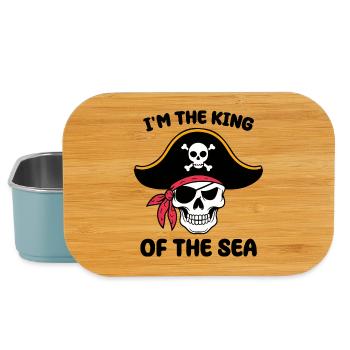 Pirate skull with eye patch - Lunch Box - light blue - Front